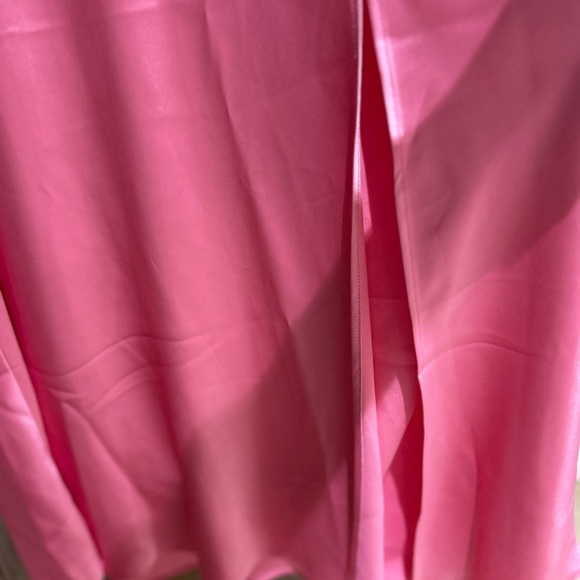 Zara Spaghetti Strap Pink Satin Slip Maxi Dress Side Slit Buttons Women’s S NWT - Picture 5 of 9
